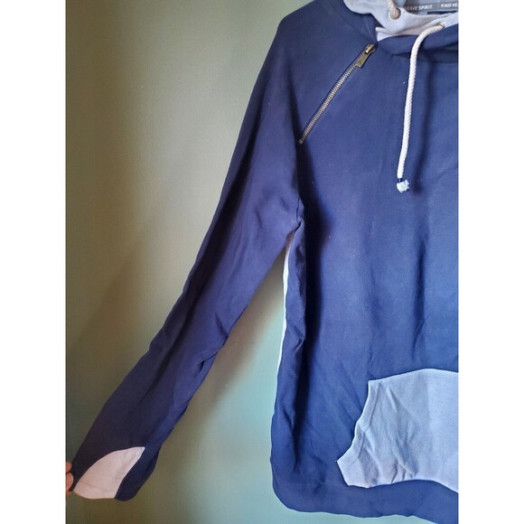 Ampersand Ave Womens Navy Herringbone Double Hood L/S Hoodie Size XXXL - Picture 2 of 13